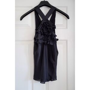 Express black halter ruffle tie blouse